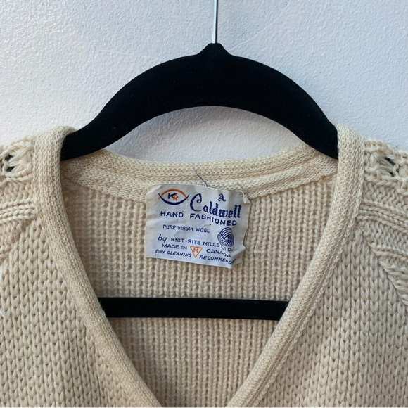 Vintage Caldwell Knit Cardigan Equestrian Horse Jump Fox Canadian Pure Wool 50s - Picture 3 of 9
